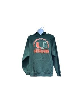 University of Miami Hurricanes NCAA Fanatics Pullover Hoodie Green Mens Extra La